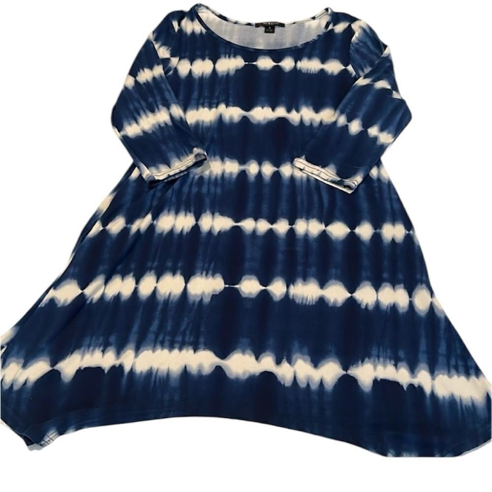 5th & Love szS blue & white tie dye shark bite hem 3/4 sleeves with pockets EUC